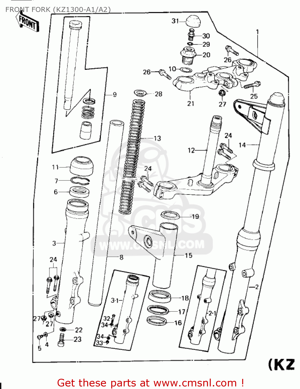 FRONT FORK (KZ1300-A1/A2) KZ1300A2 1980 USA CANADA