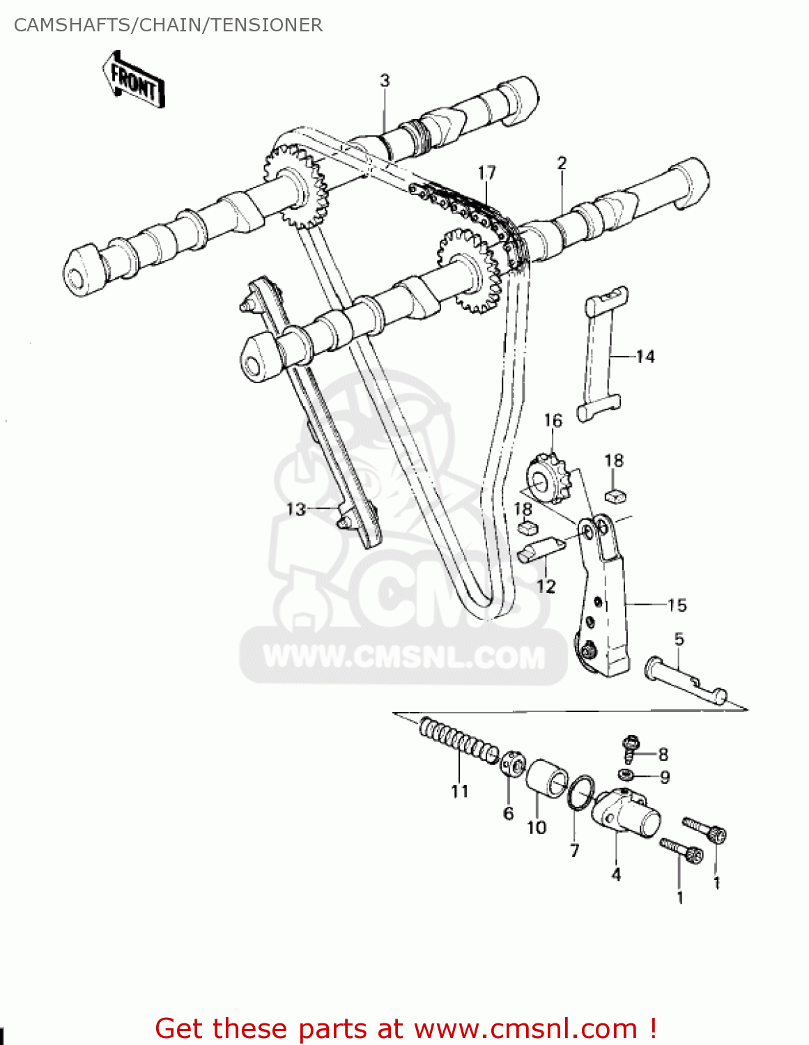 CAMSHAFTS/CHAIN/TENSIONER KZ1300A2 1980 USA CANADA