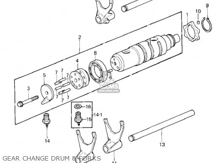 GEAR CHANGE DRUM & FORKS - KZ1300A2 1980 USA CANADA