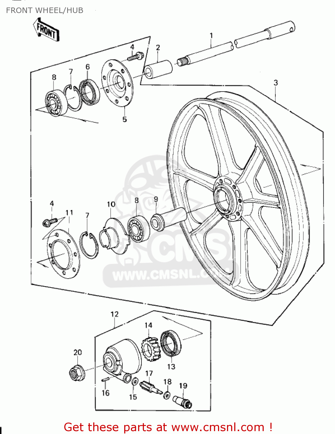FRONT WHEEL/HUB KZ1300A3 1981 USA CANADA