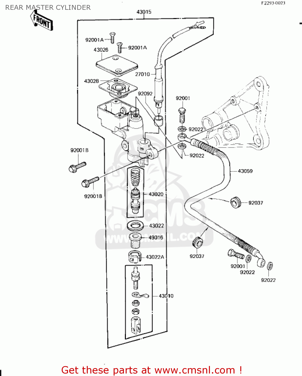REAR MASTER CYLINDER KZ1300A4 1982 USA CANADA