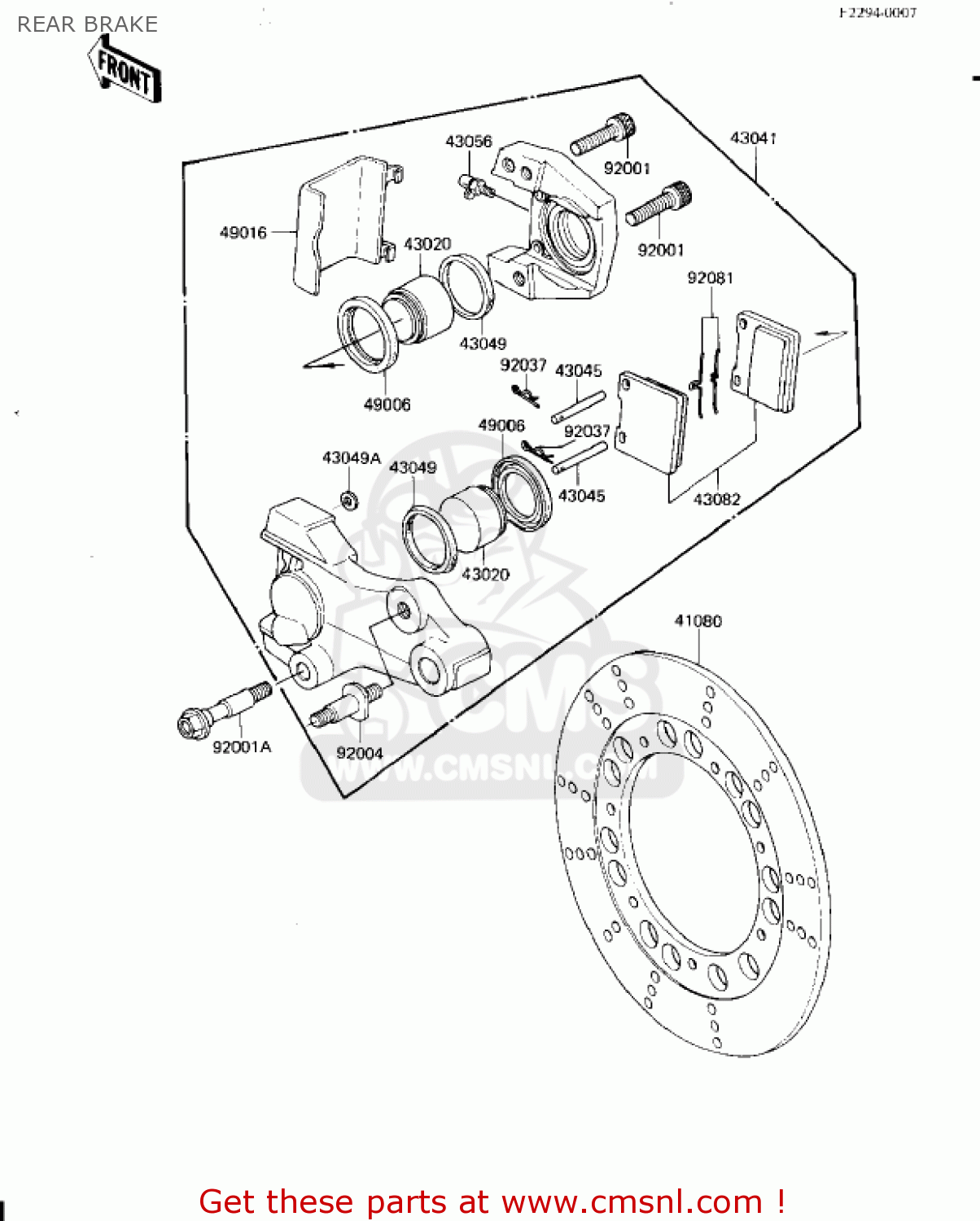 REAR BRAKE KZ1300A4 1982 USA CANADA