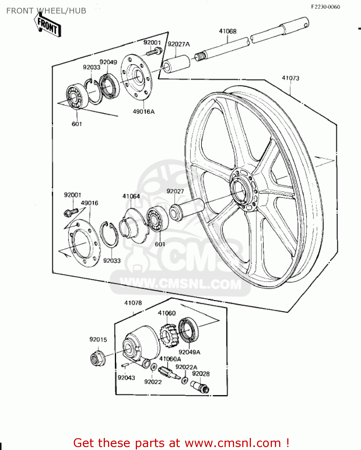 FRONT WHEEL/HUB KZ1300A4 1982 USA CANADA
