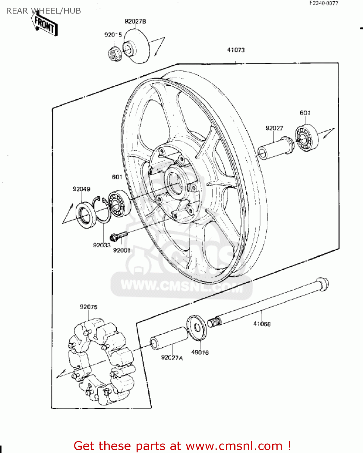 REAR WHEEL/HUB KZ1300A4 1982 USA CANADA