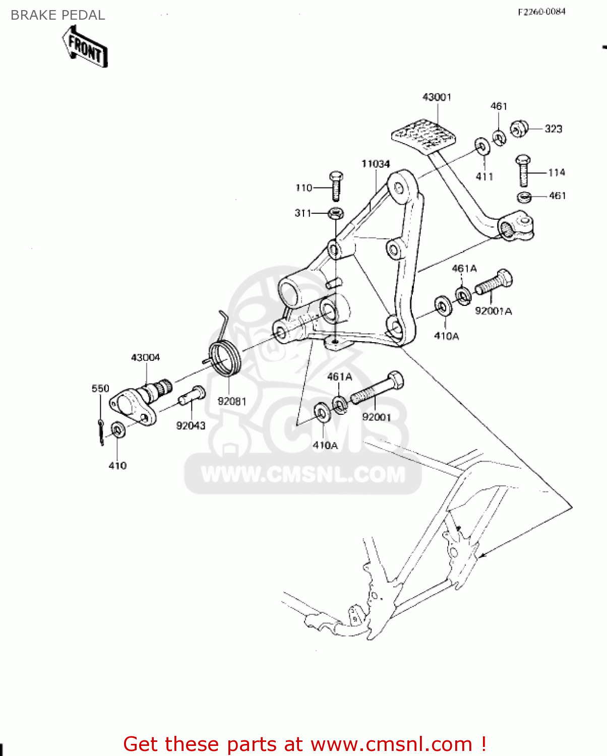 BRAKE PEDAL KZ1300A4 1982 USA CANADA