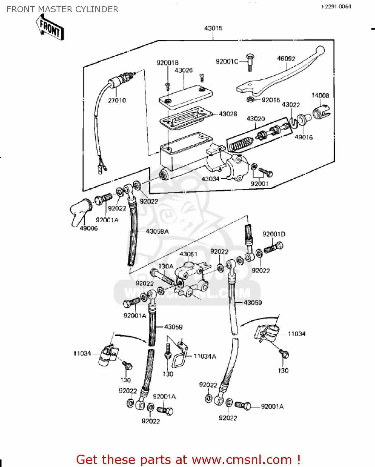 FRONT MASTER CYLINDER KZ1300A4 1982 USA CANADA