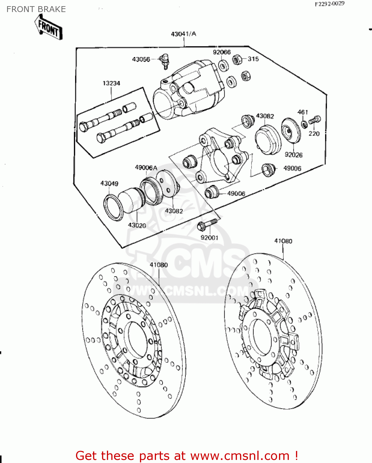 FRONT BRAKE KZ1300A4 1982 USA CANADA