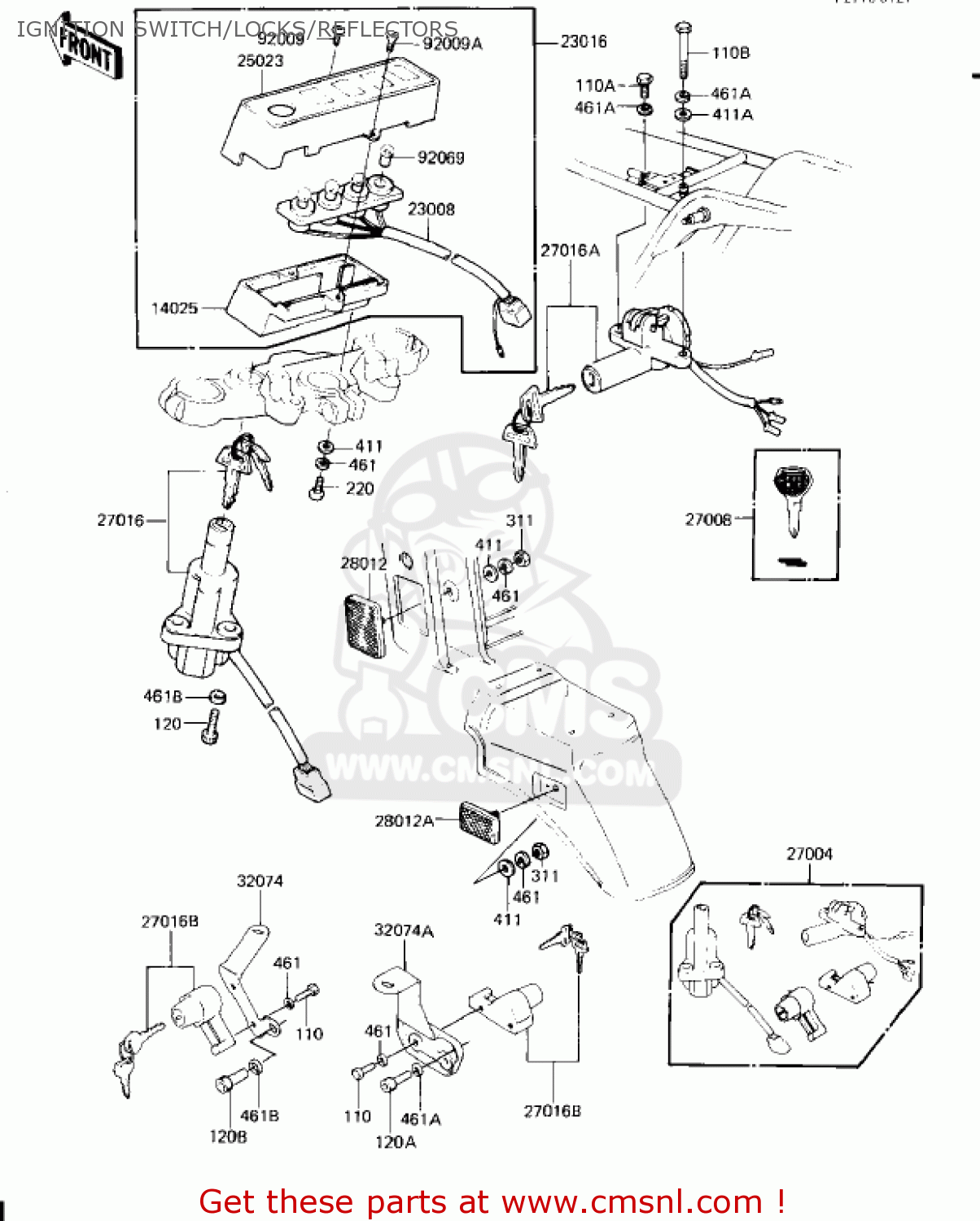 IGNITION SWITCH/LOCKS/REFLECTORS KZ1300A4 1982 USA CANADA