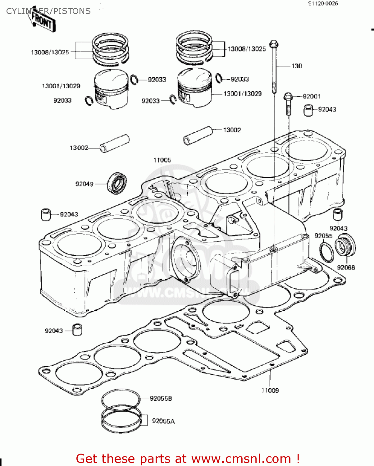 CYLINDER/PISTONS KZ1300A4 1982 USA CANADA