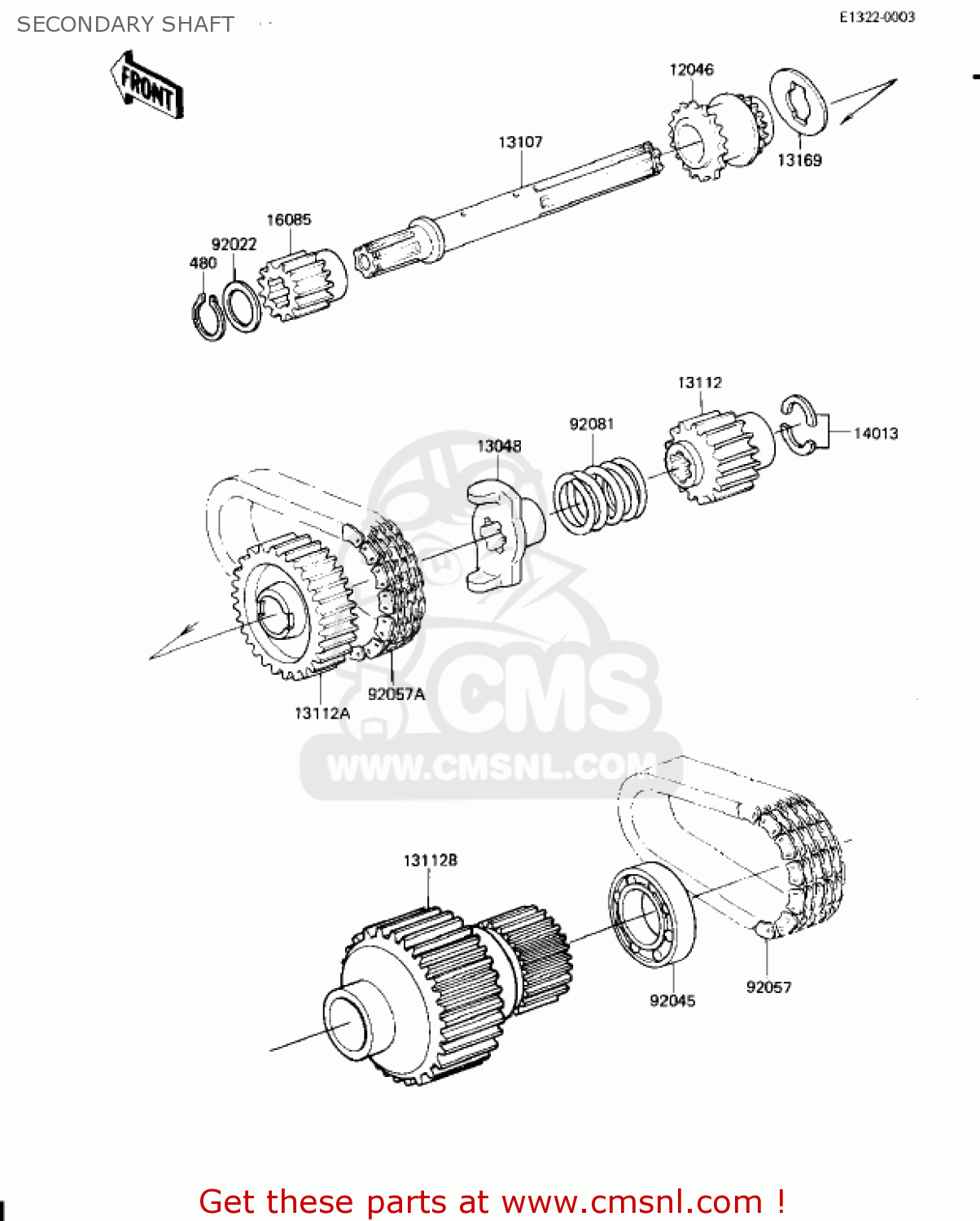 SECONDARY SHAFT KZ1300A4 1982 USA CANADA