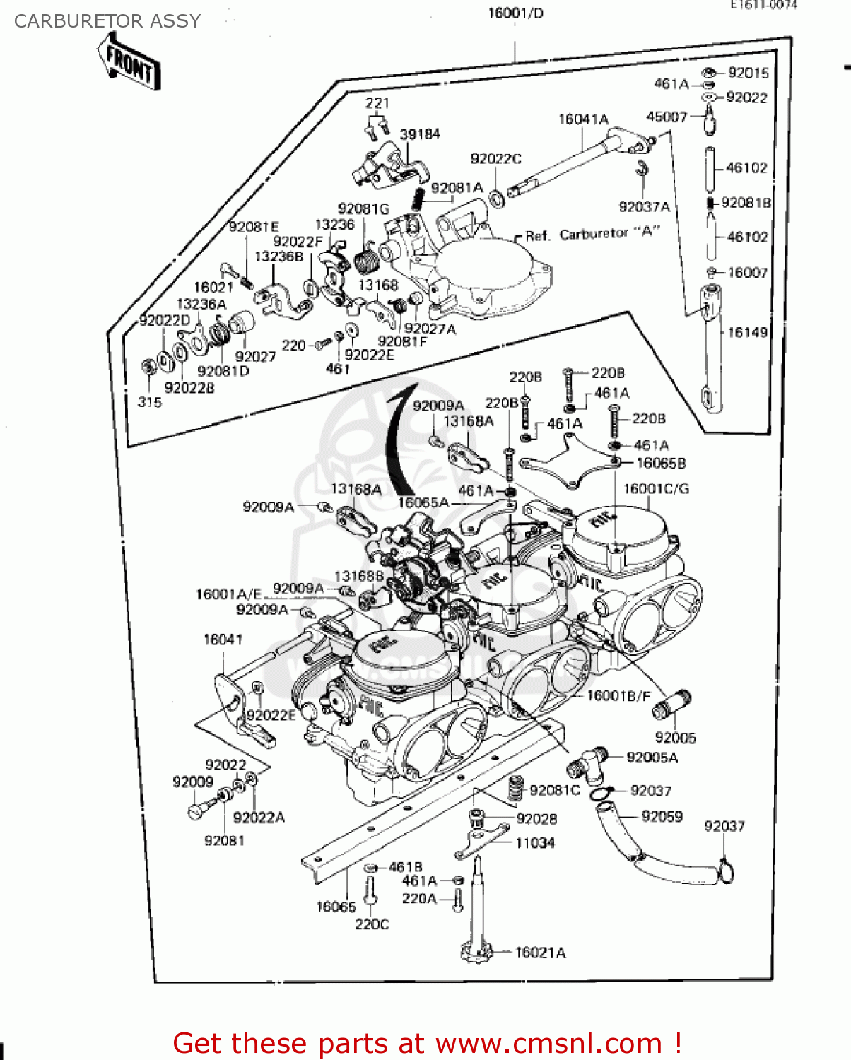 CARBURETOR ASSY KZ1300A4 1982 USA CANADA