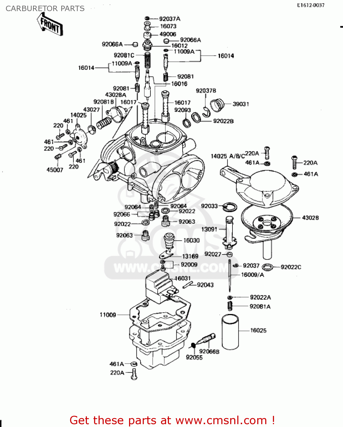 CARBURETOR PARTS KZ1300A4 1982 USA CANADA