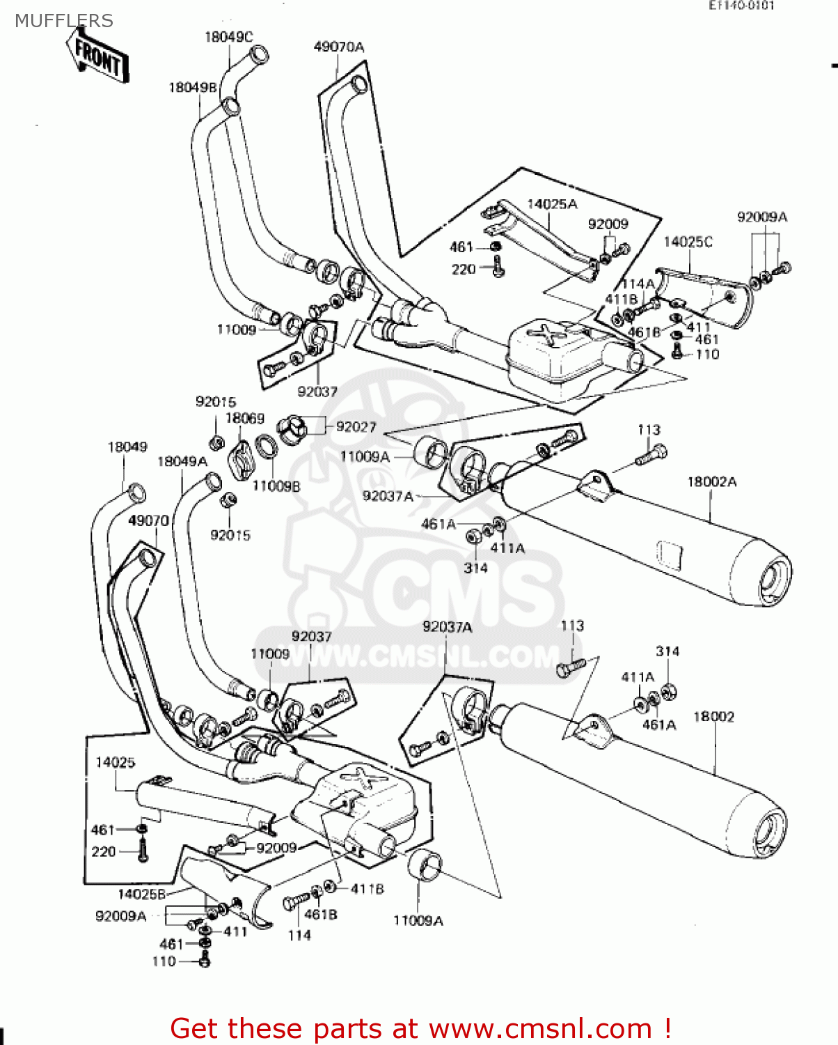 MUFFLERS KZ1300A4 1982 USA CANADA