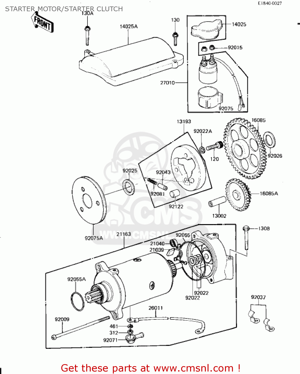 STARTER MOTOR/STARTER CLUTCH KZ1300A4 1982 USA CANADA