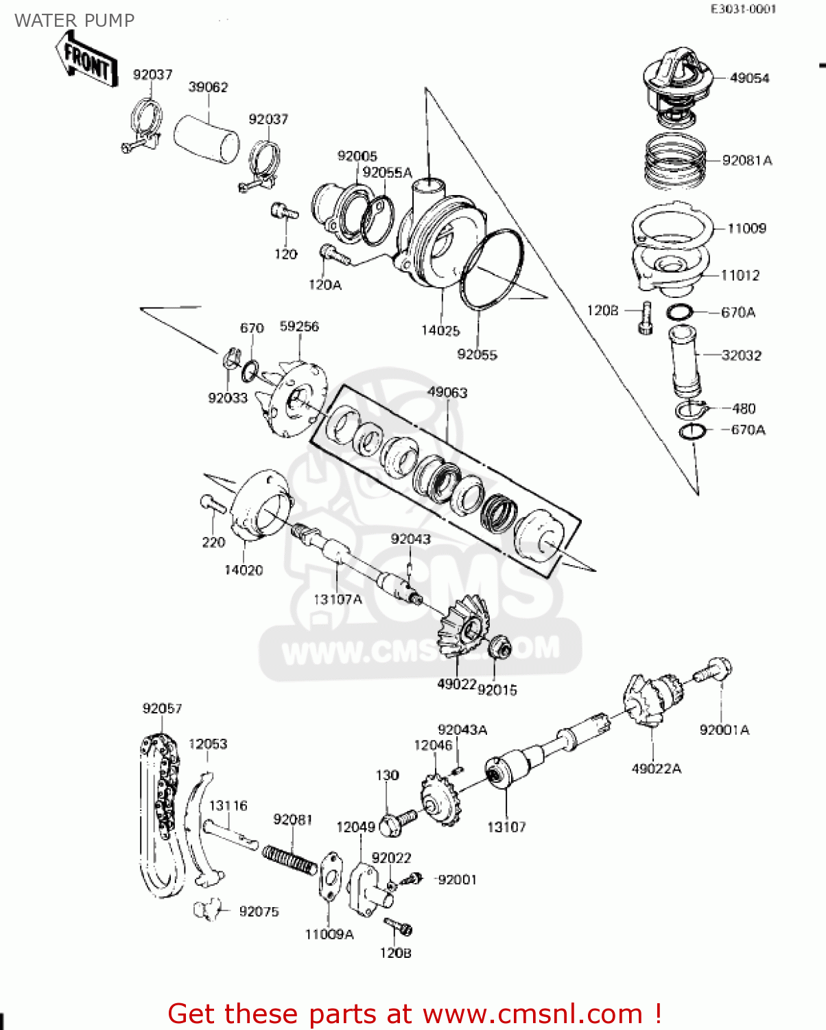 WATER PUMP KZ1300A4 1982 USA CANADA