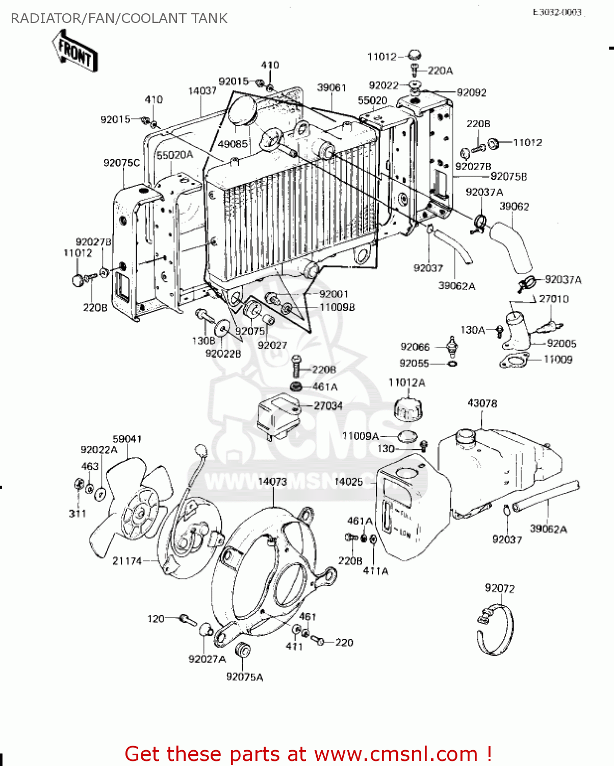 RADIATOR/FAN/COOLANT TANK KZ1300A4 1982 USA CANADA
