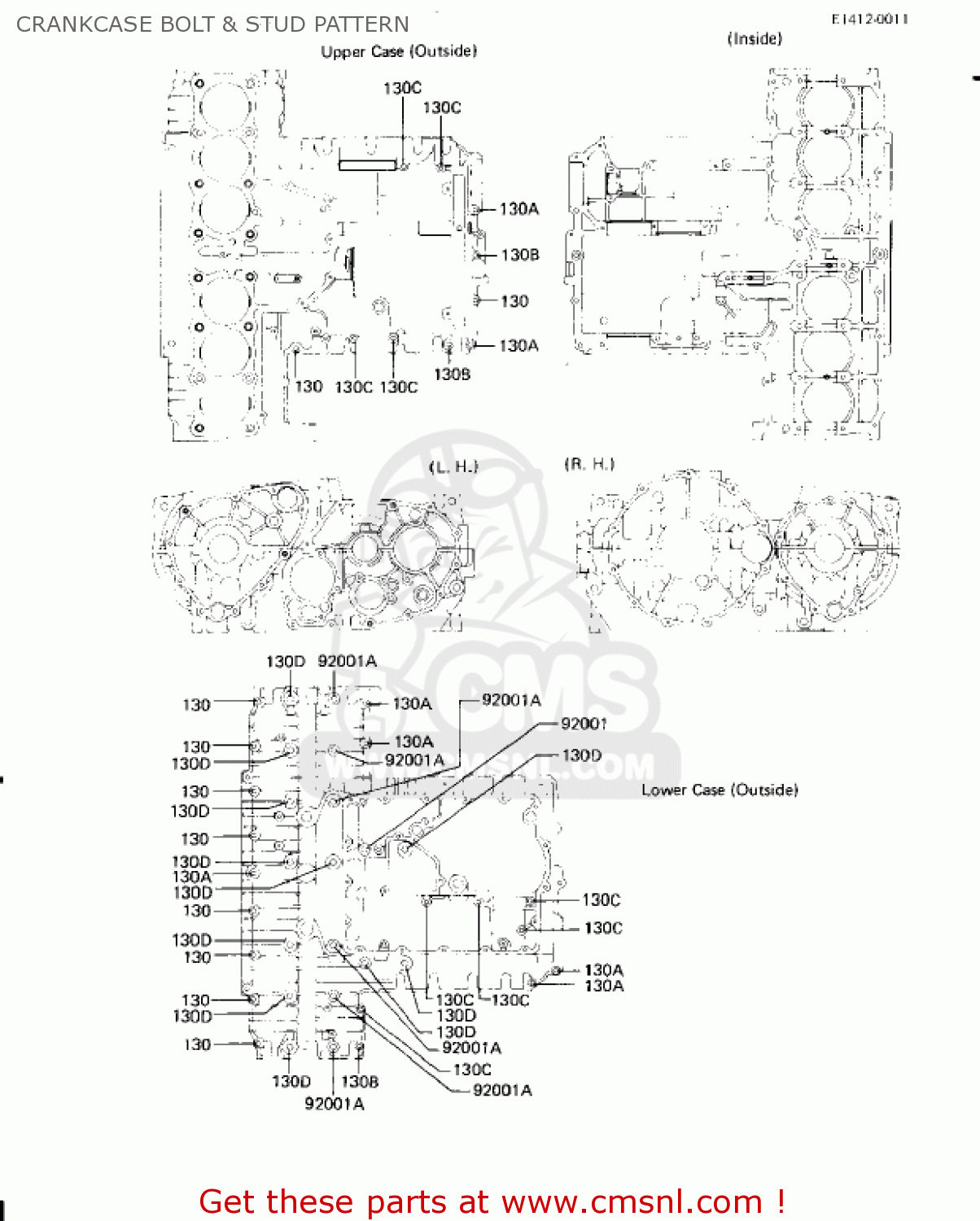 CRANKCASE BOLT & STUD PATTERN KZ1300A4 1982 USA CANADA