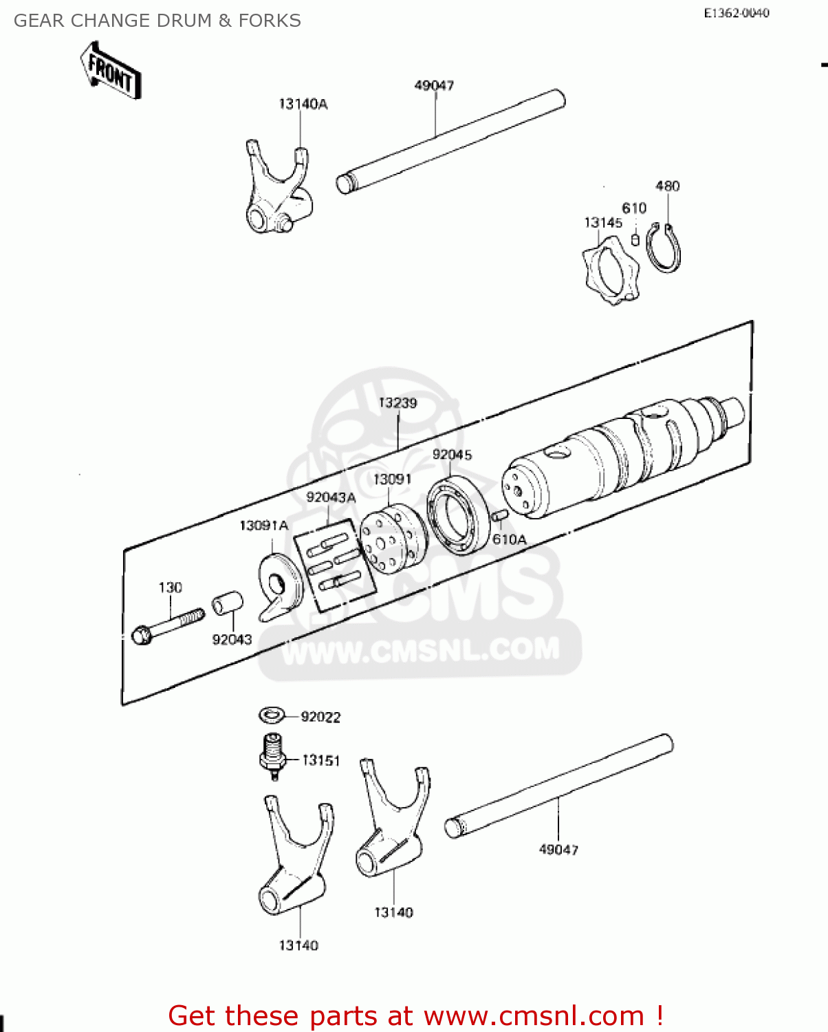 GEAR CHANGE DRUM & FORKS KZ1300A4 1982 USA CANADA