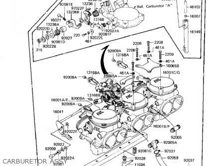CARBURETOR ASSY - KZ1300A4 1982 USA CANADA