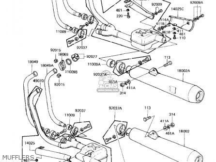 MUFFLERS - KZ1300A4 1982 USA CANADA