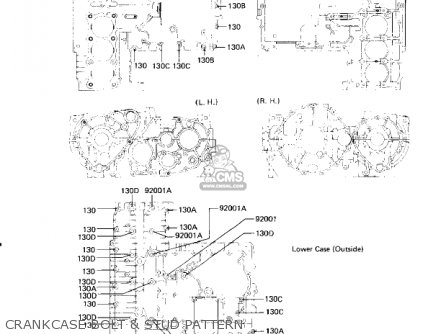 CRANKCASE BOLT & STUD PATTERN - KZ1300A4 1982 USA CANADA