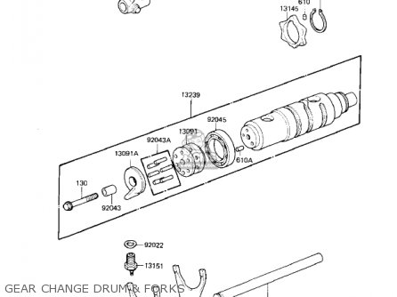 GEAR CHANGE DRUM & FORKS - KZ1300A4 1982 USA CANADA