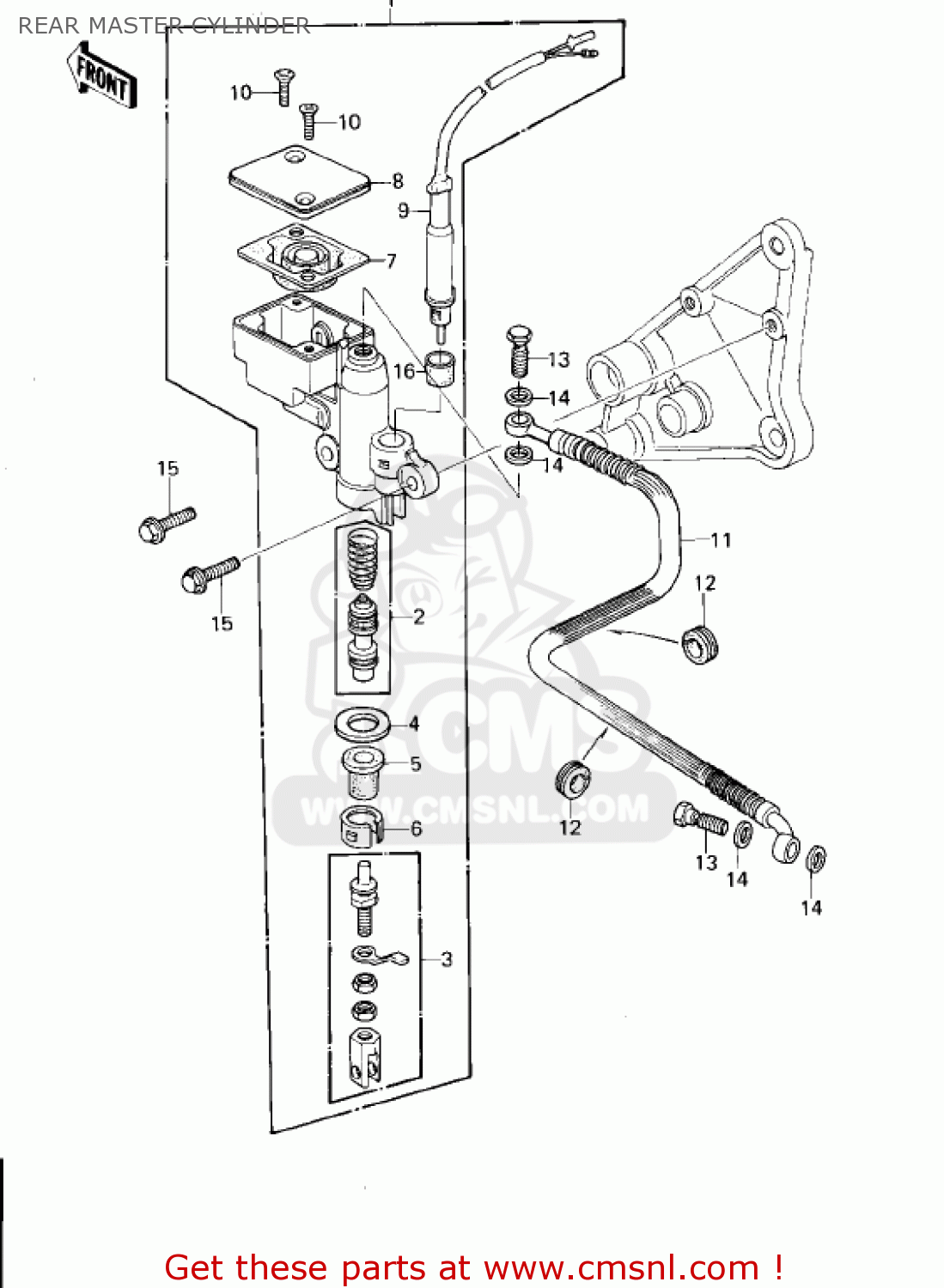 REAR MASTER CYLINDER KZ1300B2 1980 USA CANADA / MPH KPH