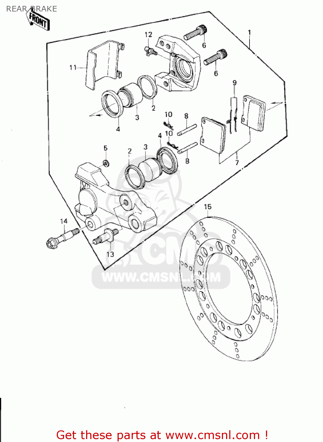 REAR BRAKE KZ1300B2 1980 USA CANADA / MPH KPH
