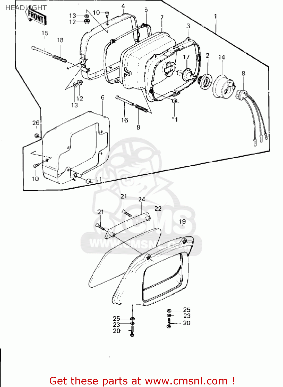 HEADLIGHT KZ1300B2 1980 USA CANADA / MPH KPH
