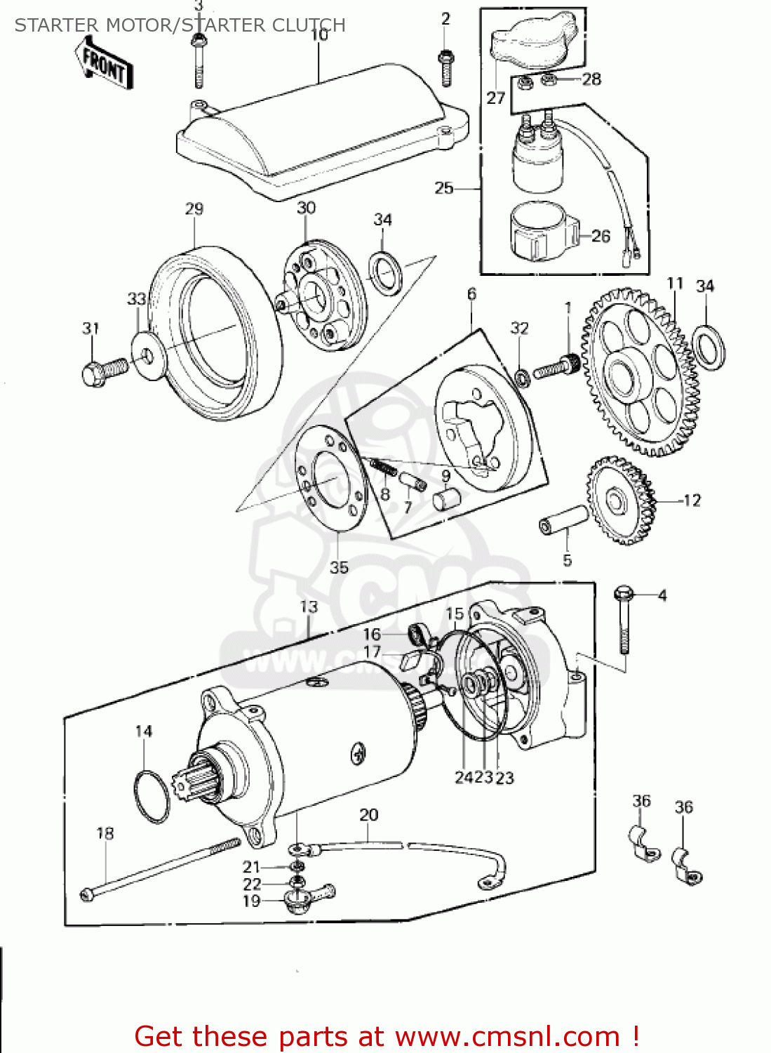STARTER MOTOR/STARTER CLUTCH KZ1300B2 1980 USA CANADA / MPH KPH