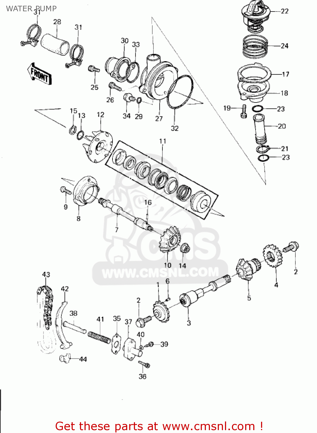 WATER PUMP KZ1300B2 1980 USA CANADA / MPH KPH