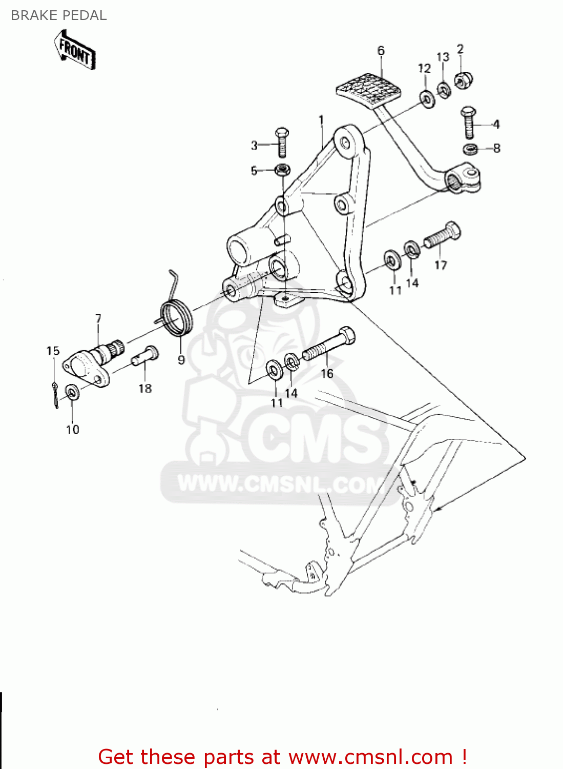 BRAKE PEDAL KZ1300B2 1980 USA CANADA / MPH KPH