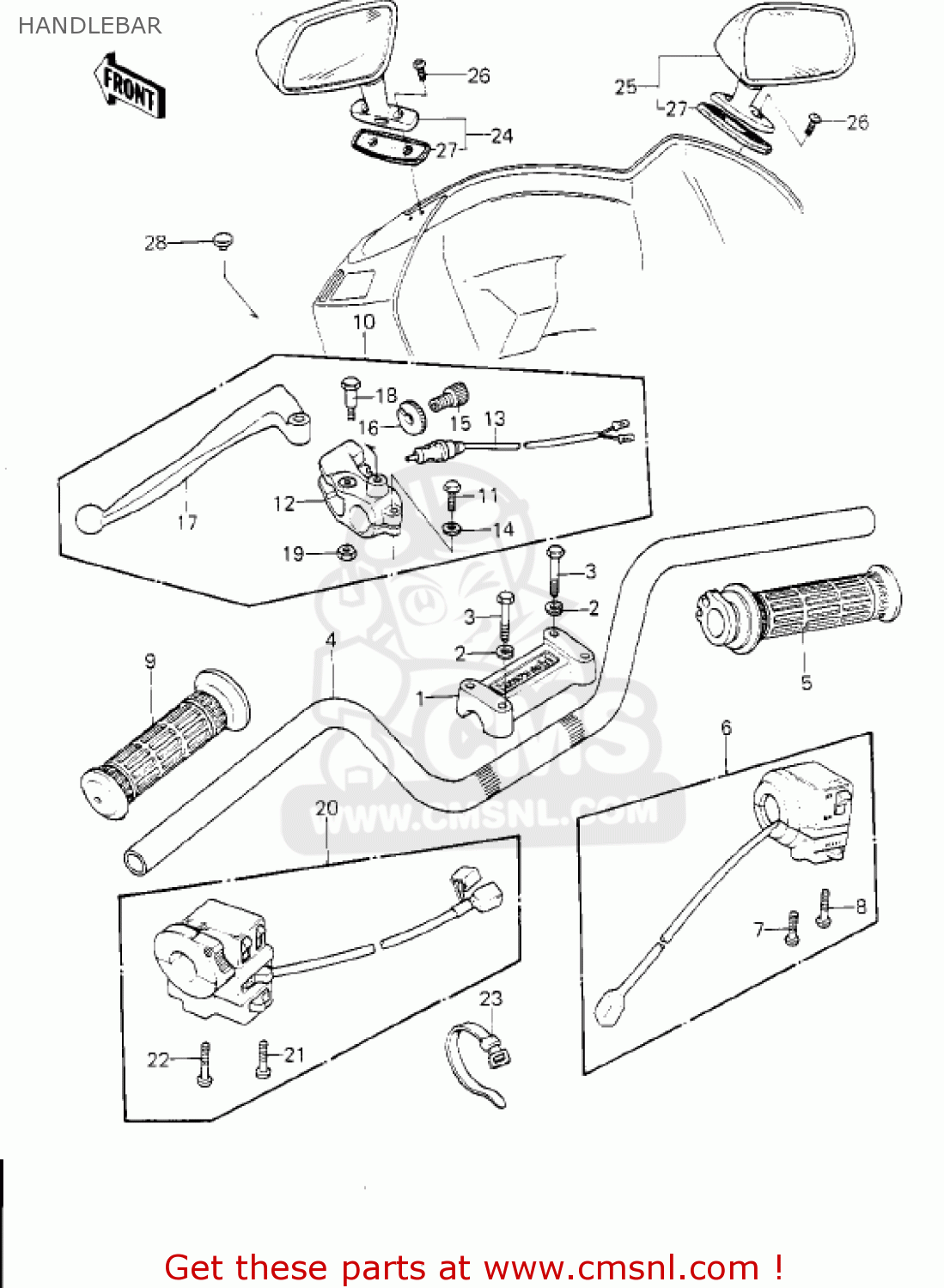 HANDLEBAR KZ1300B2 1980 USA CANADA / MPH KPH