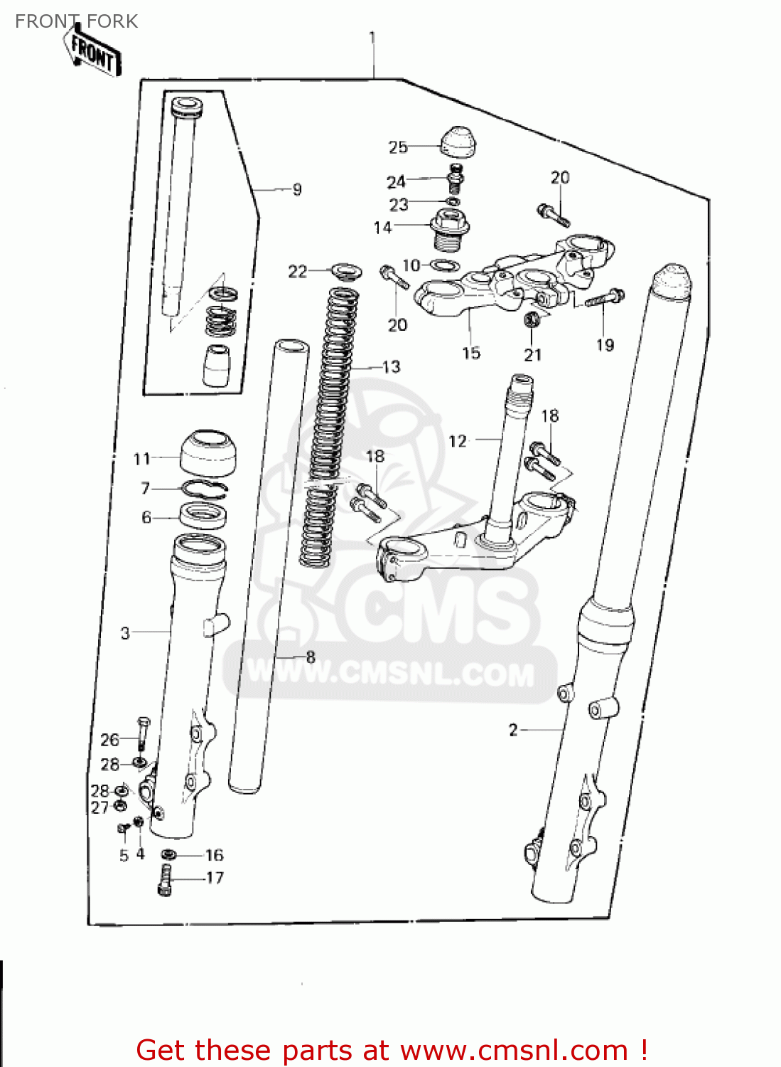 FRONT FORK KZ1300B2 1980 USA CANADA / MPH KPH