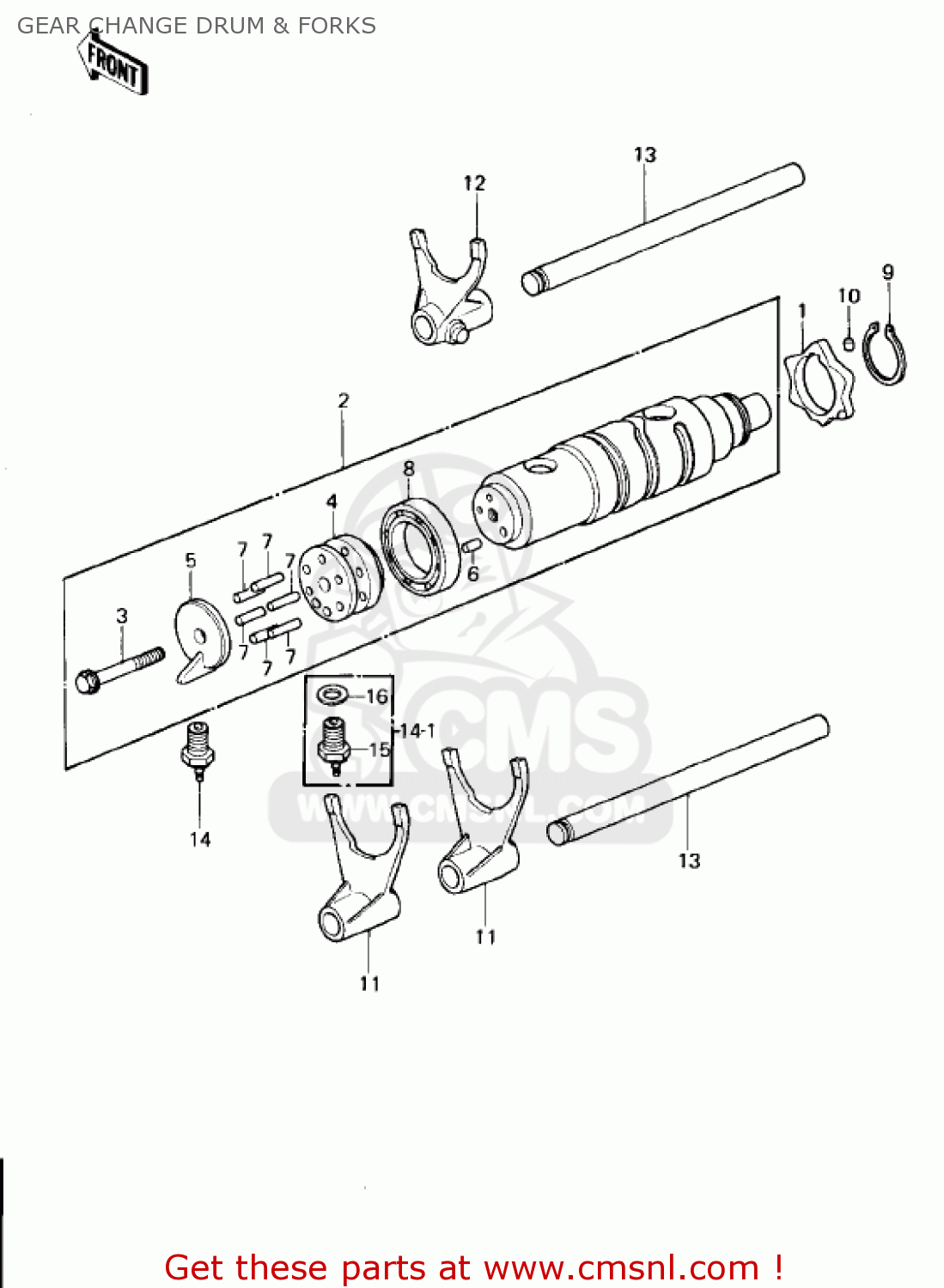 GEAR CHANGE DRUM & FORKS KZ1300B2 1980 USA CANADA / MPH KPH
