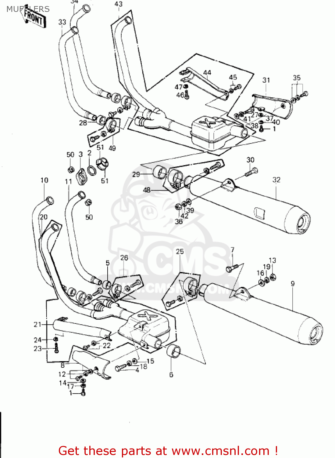 MUFFLERS KZ1300B2 1980 USA CANADA / MPH KPH