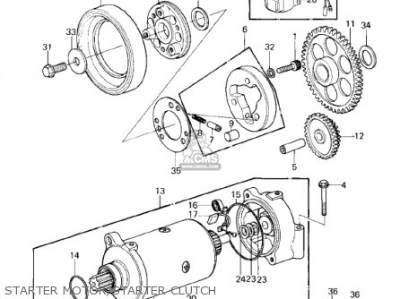 STARTER MOTOR/STARTER CLUTCH - KZ1300B2 1980 USA CANADA / MPH KPH