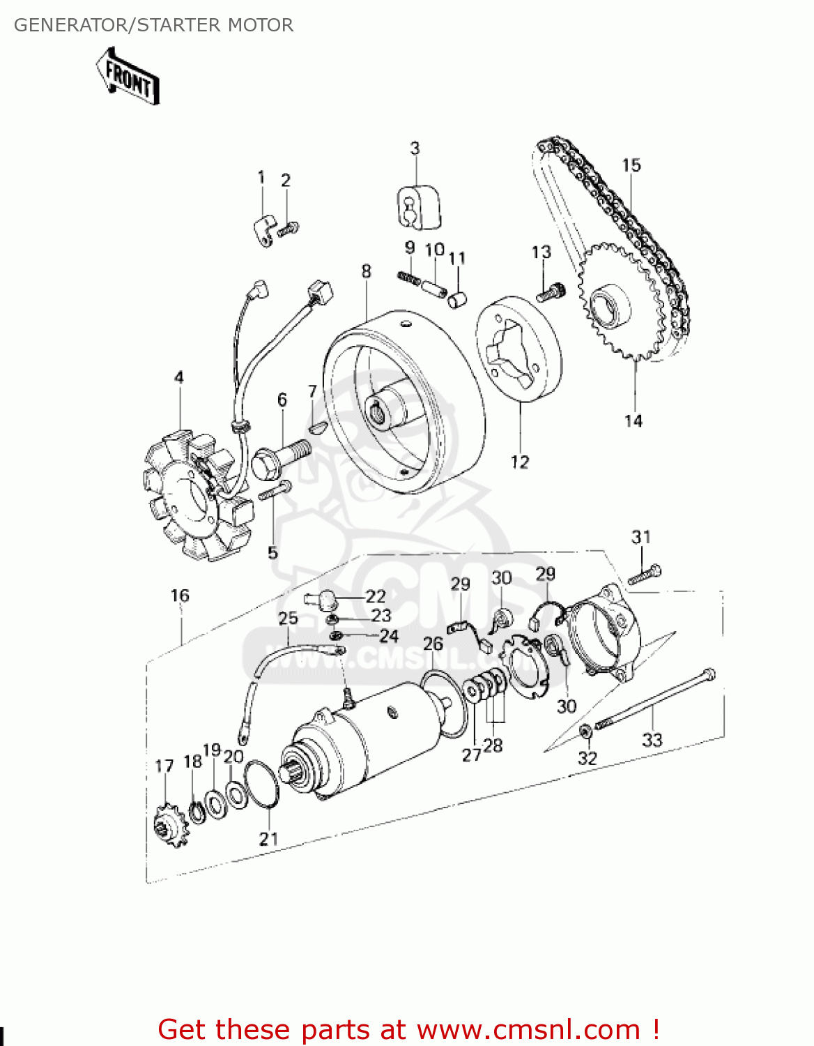 GENERATOR/STARTER MOTOR KZ200A1 1978 CANADA
