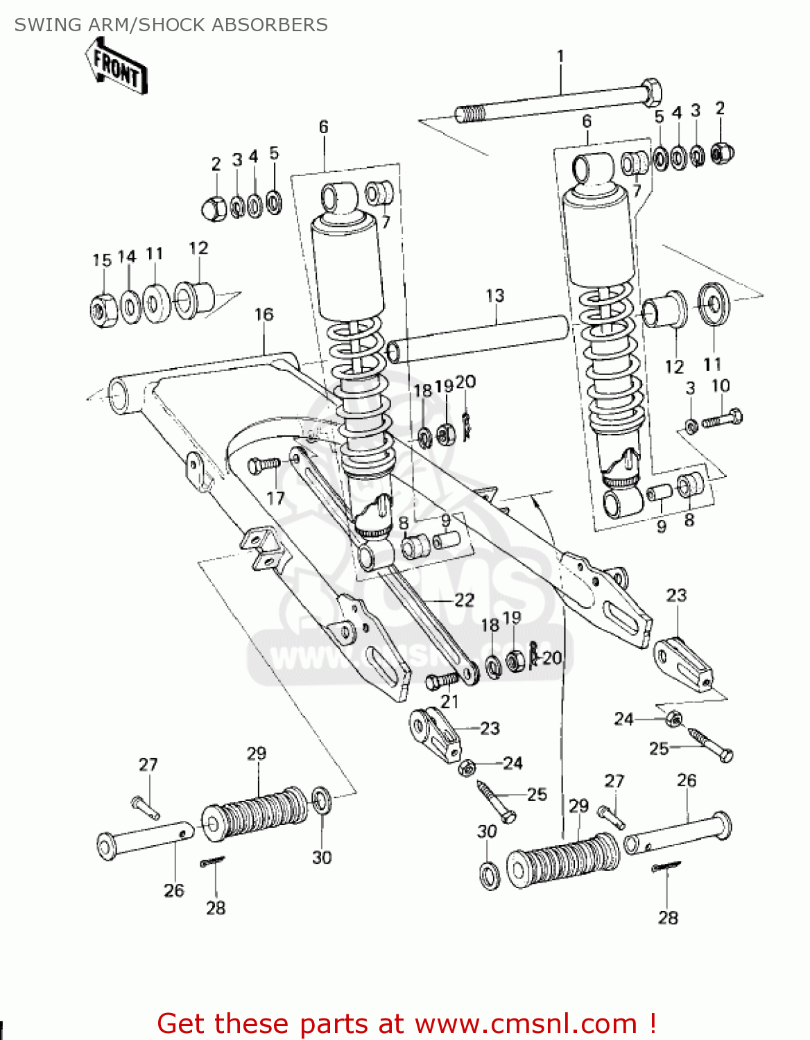 SWING ARM/SHOCK ABSORBERS KZ200A1A 1978 CANADA