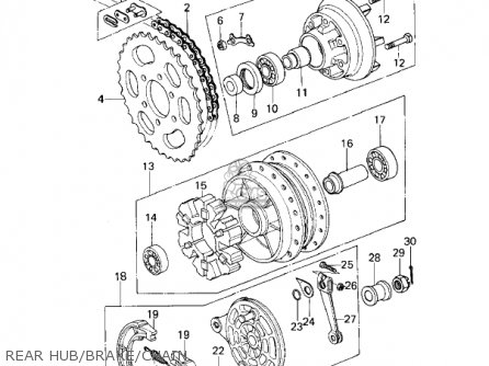 REAR HUB/BRAKE/CHAIN - KZ200A1A 1978 CANADA