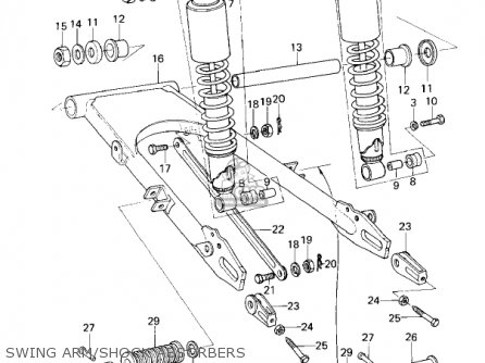 SWING ARM/SHOCK ABSORBERS - KZ200A1A 1978 CANADA