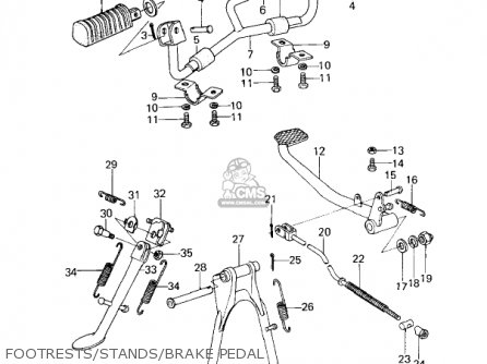 FOOTRESTS/STANDS/BRAKE PEDAL - KZ200A1A 1978 CANADA