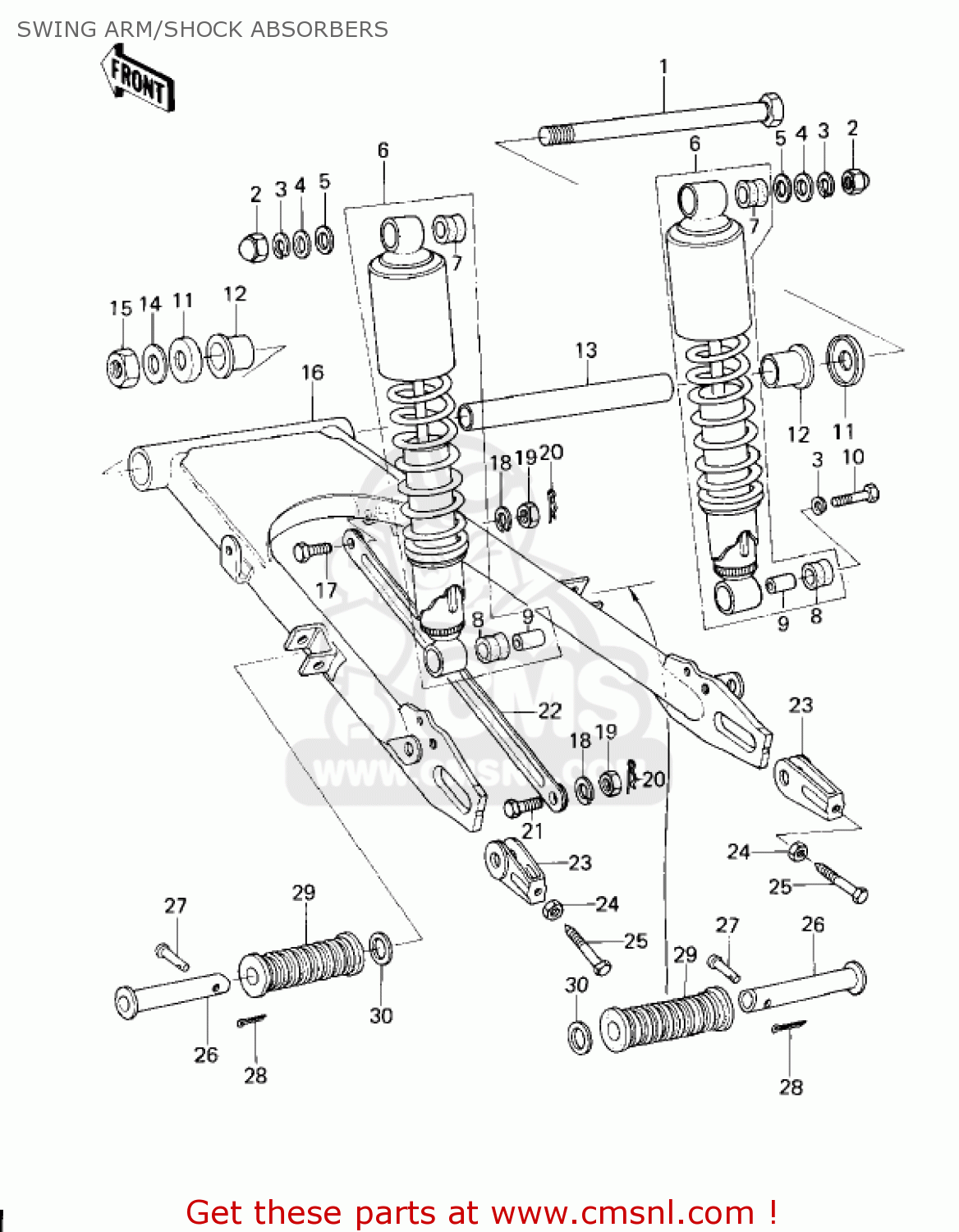 SWING ARM/SHOCK ABSORBERS KZ200A2 1979 CANADA