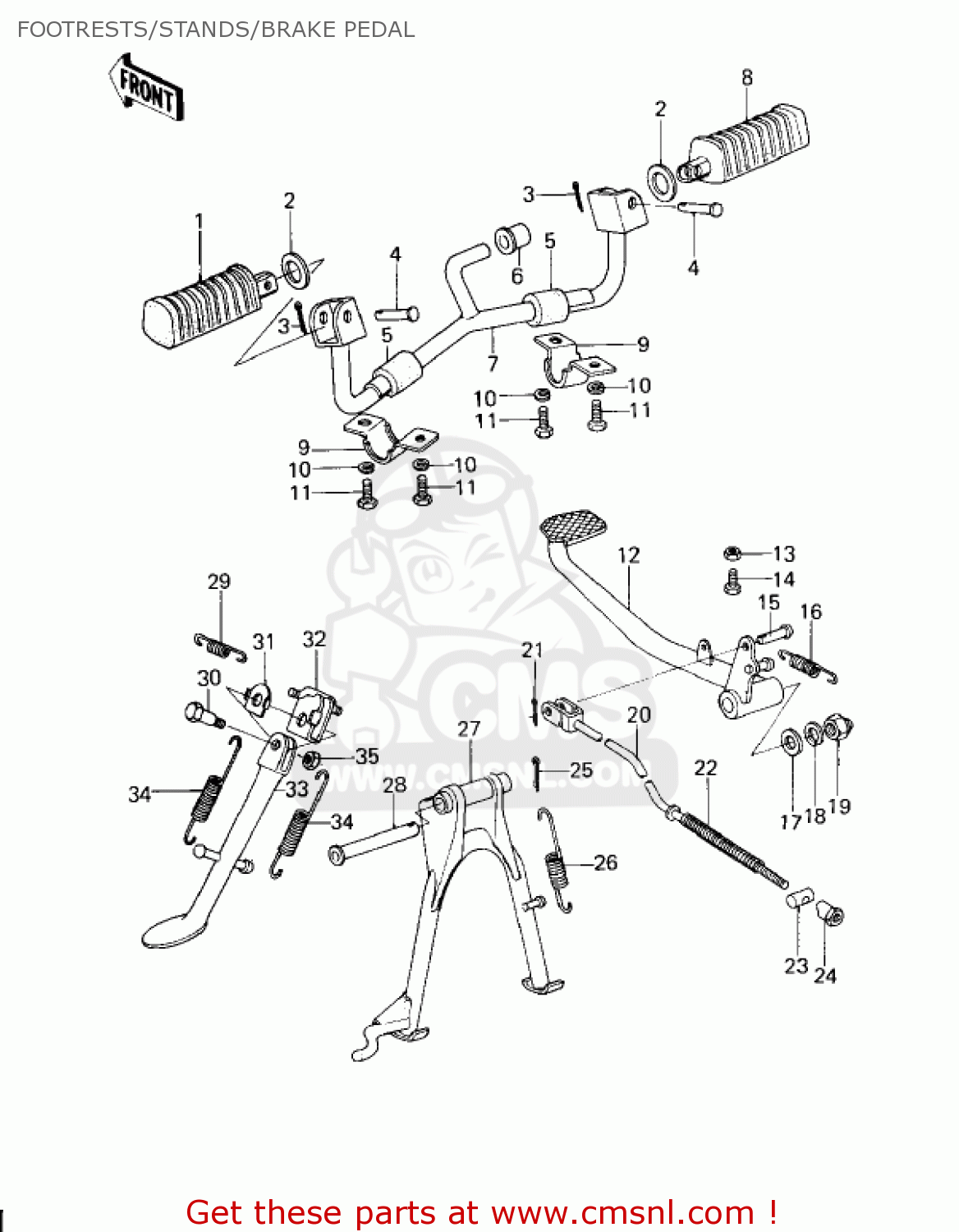 FOOTRESTS/STANDS/BRAKE PEDAL KZ200A2 1979 CANADA