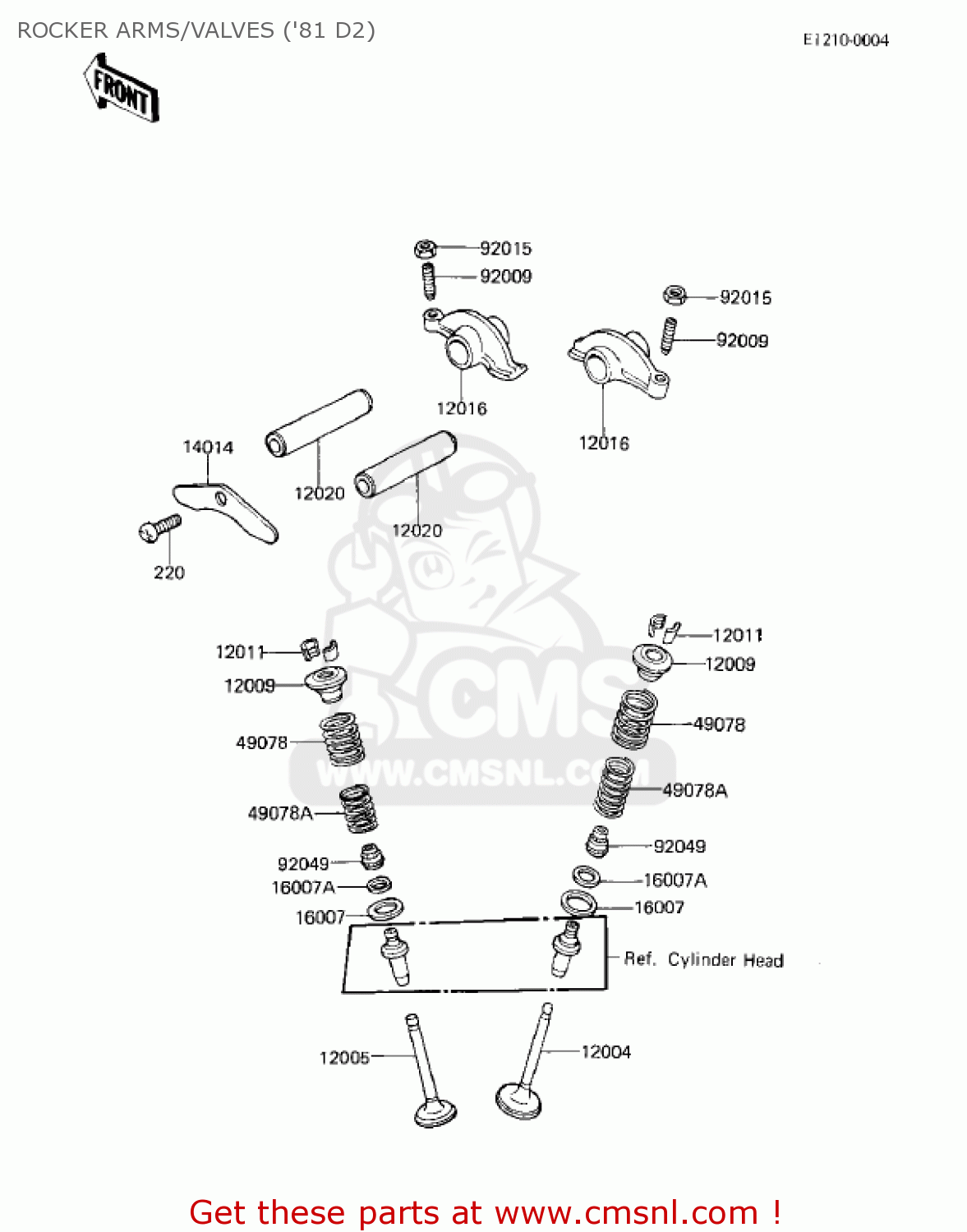 ROCKER ARMS/VALVES ('81 D2) KZ250D1 KZ250 1980 USA CANADA / MPH KPH
