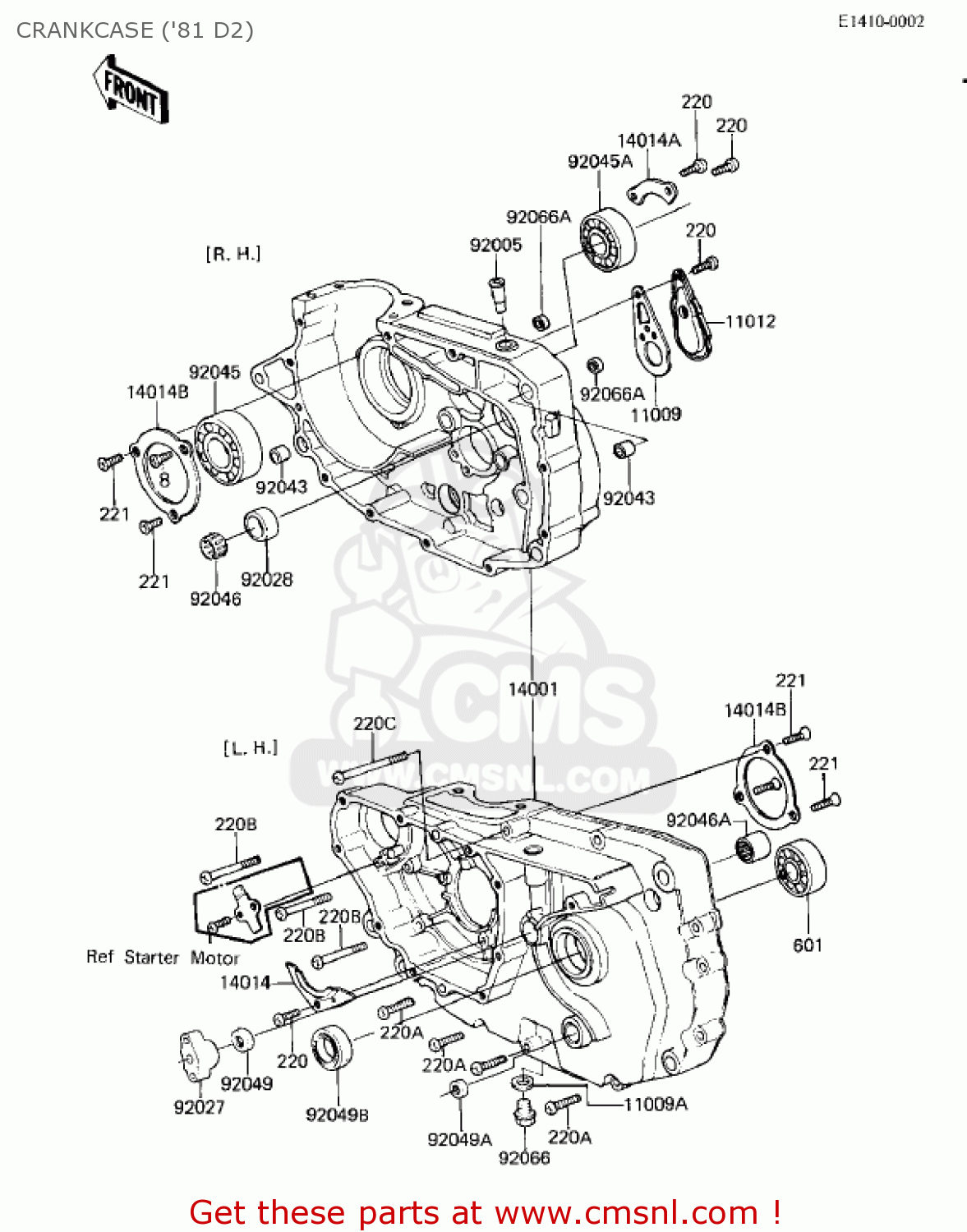CRANKCASE ('81 D2) KZ250D1 KZ250 1980 USA CANADA / MPH KPH