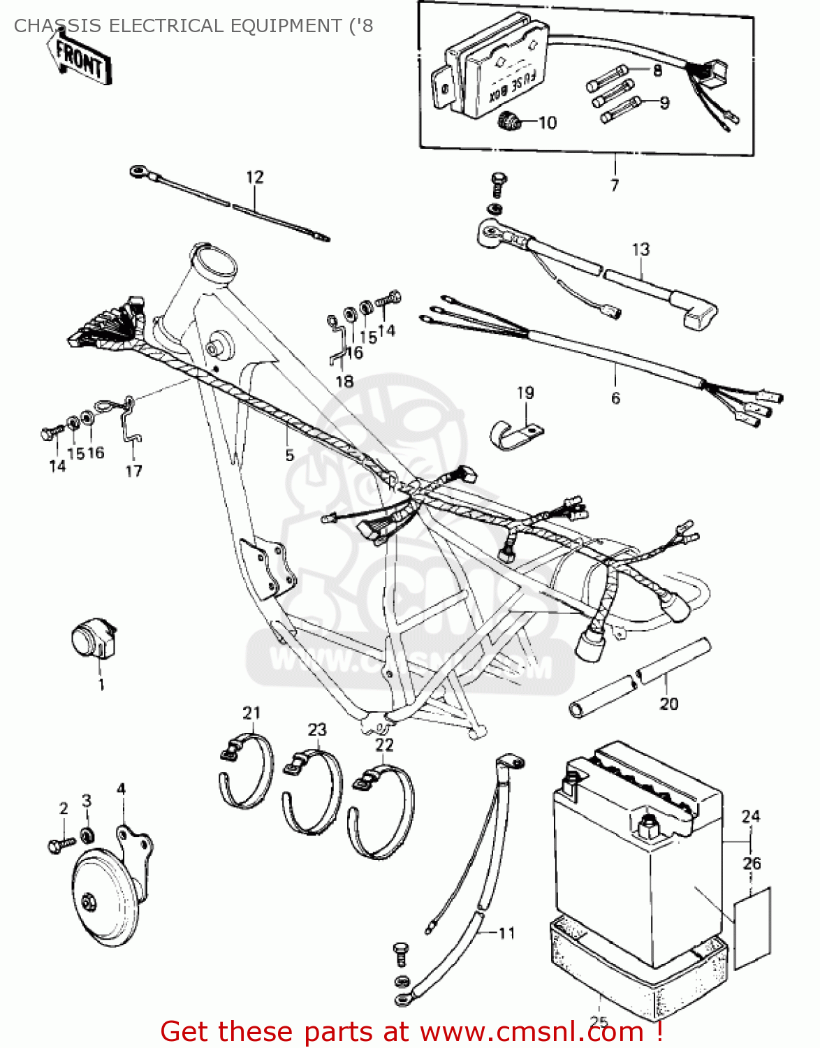 CHASSIS ELECTRICAL EQUIPMENT ('8 KZ250D1 KZ250 1980 USA CANADA / MPH KPH