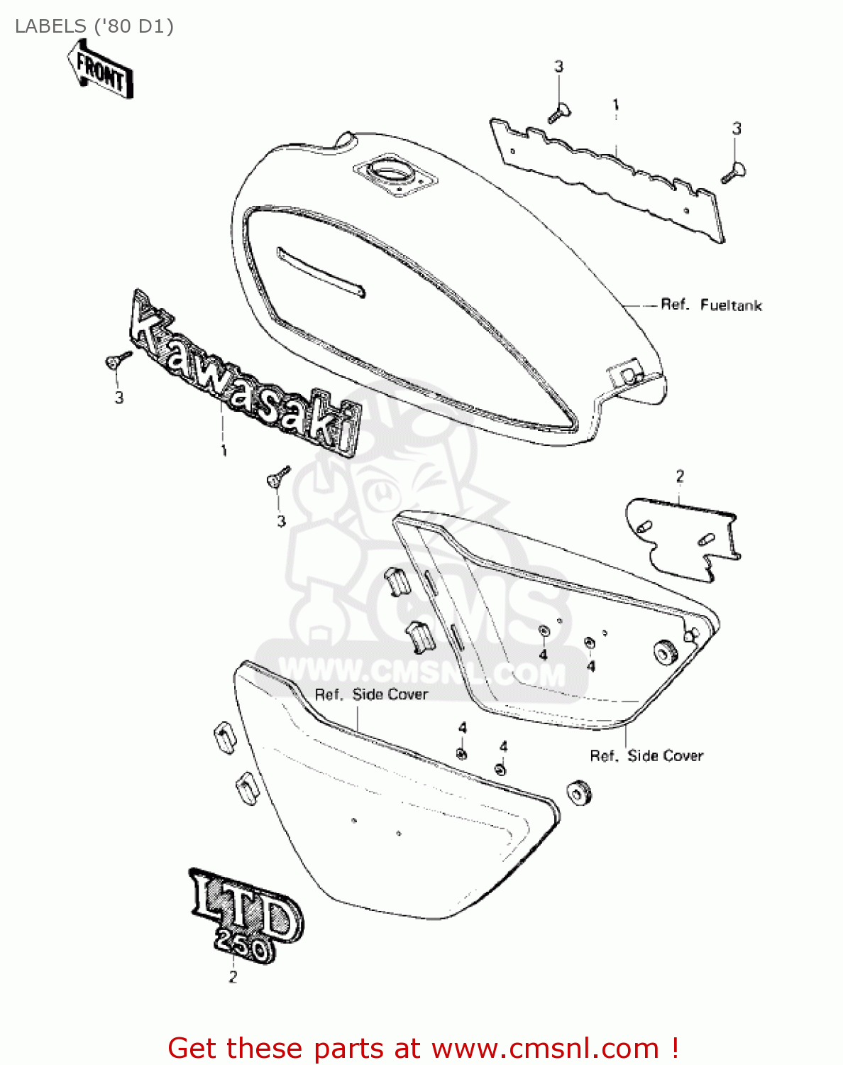 LABELS ('80 D1) KZ250D1 KZ250 1980 USA CANADA / MPH KPH