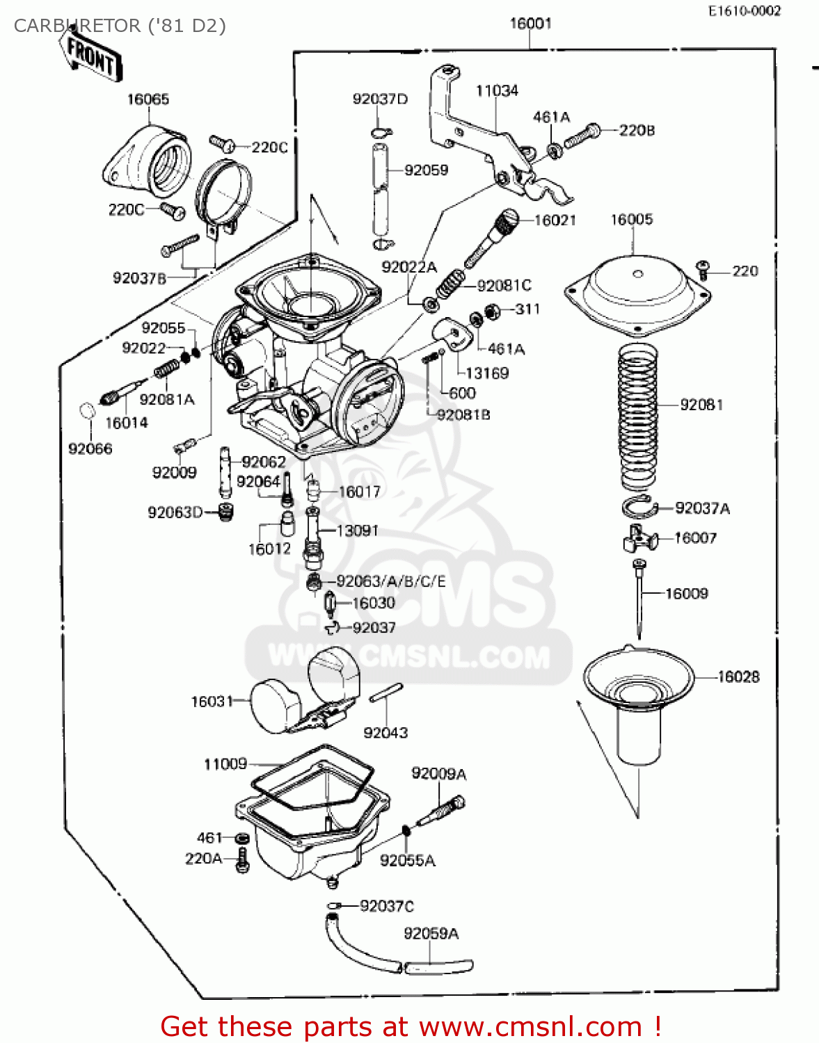 CARBURETOR ('81 D2) KZ250D1 KZ250 1980 USA CANADA / MPH KPH