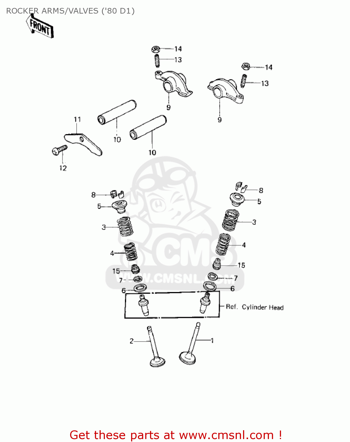 ROCKER ARMS/VALVES ('80 D1) KZ250D1 KZ250 1980 USA CANADA / MPH KPH